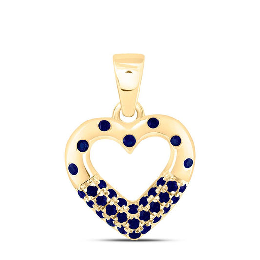 14K Yellow Gold 1/4 Cttw Round Natural Gem Heart Pendant