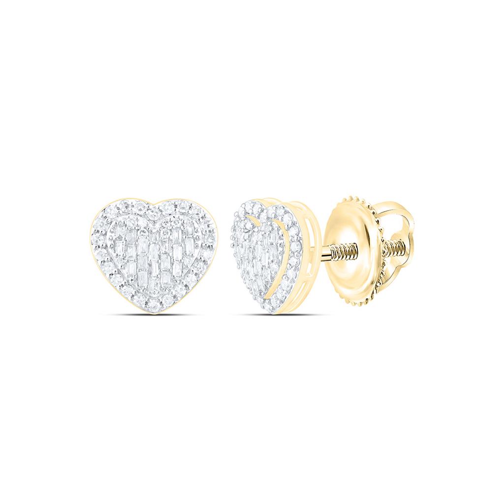 10K Yellow Gold 1/2 Cttw Natural Diamond Fashion Heart Earring