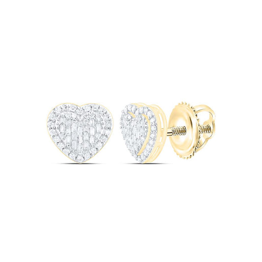 10K Yellow Gold 1/2 Cttw Natural Diamond Fashion Heart Earring