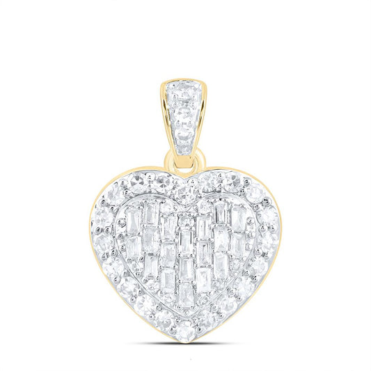 10K Yellow Gold 1/3 Cttw Natural Diamond Fashion Heart Pendant