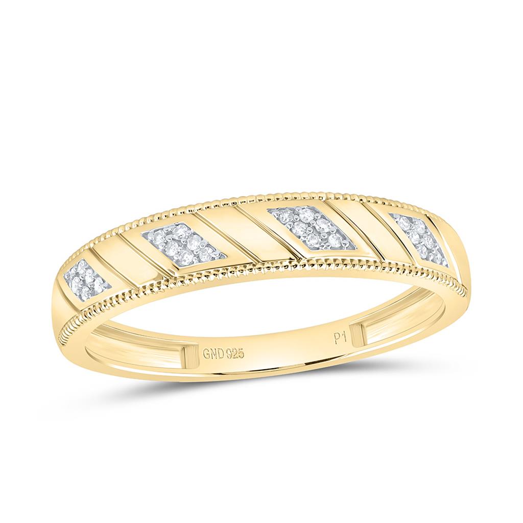 Sterling Silver Yellow Tone 1/4 Cttw Natural Diamond Gift Square Trio Set