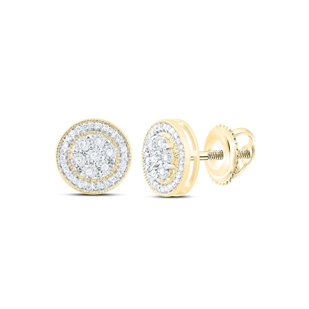 10K Yellow Gold 1/6 Cttw Natural Diamond Gift Fanuk Round Earring