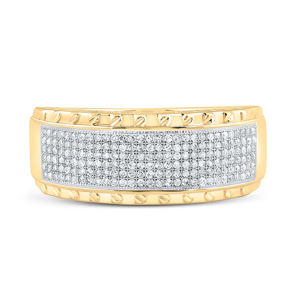 10K Yellow Gold 3/8 Cttw Natural Diamond Gift Mens Band