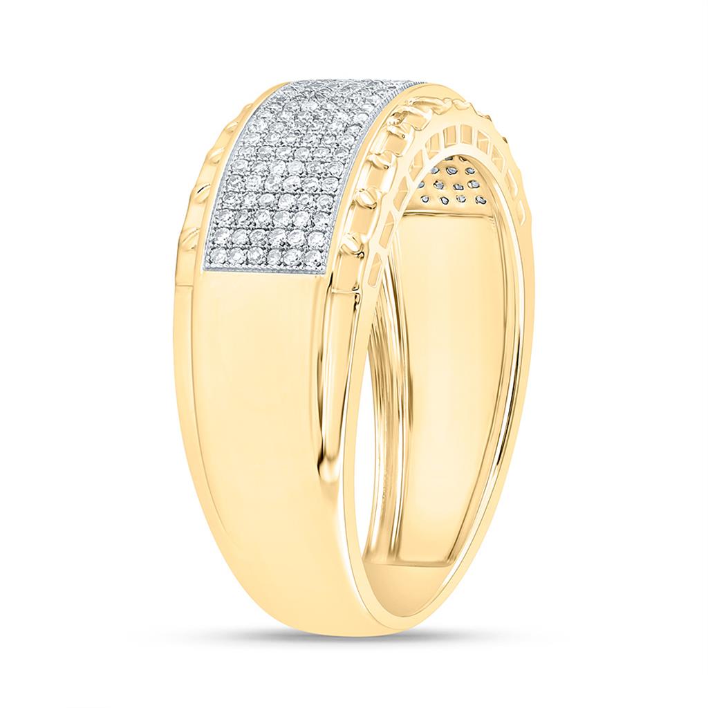 10K Yellow Gold 3/8 Cttw Natural Diamond Gift Mens Band