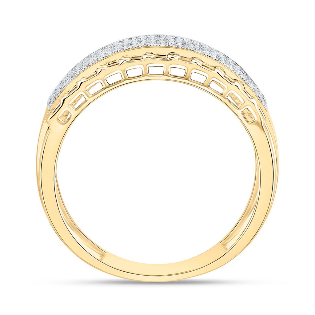 10K Yellow Gold 3/8 Cttw Natural Diamond Gift Mens Band