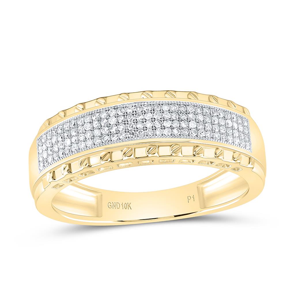 10K Yellow Gold 1/4 Cttw Natural Diamond Gift Mens Band