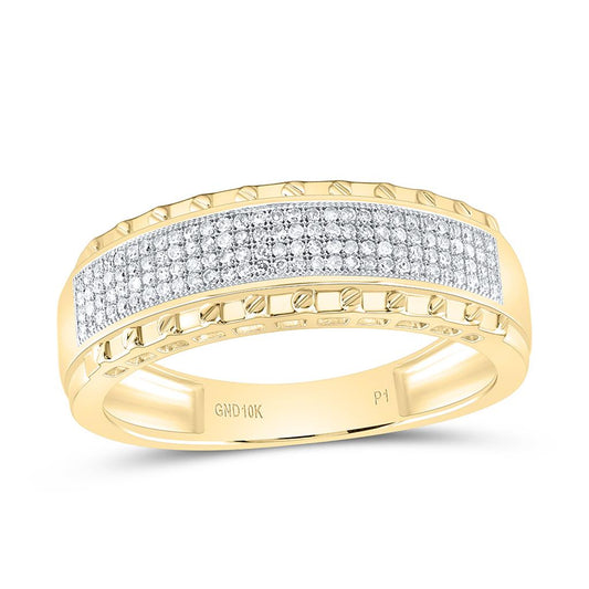 10K Yellow Gold 1/4 Cttw Natural Diamond Gift Mens Band