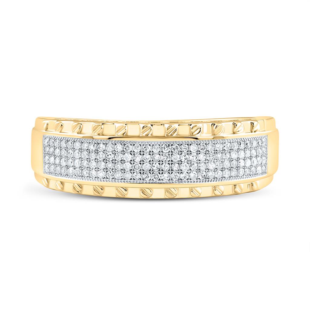 10K Yellow Gold 1/4 Cttw Natural Diamond Gift Mens Band