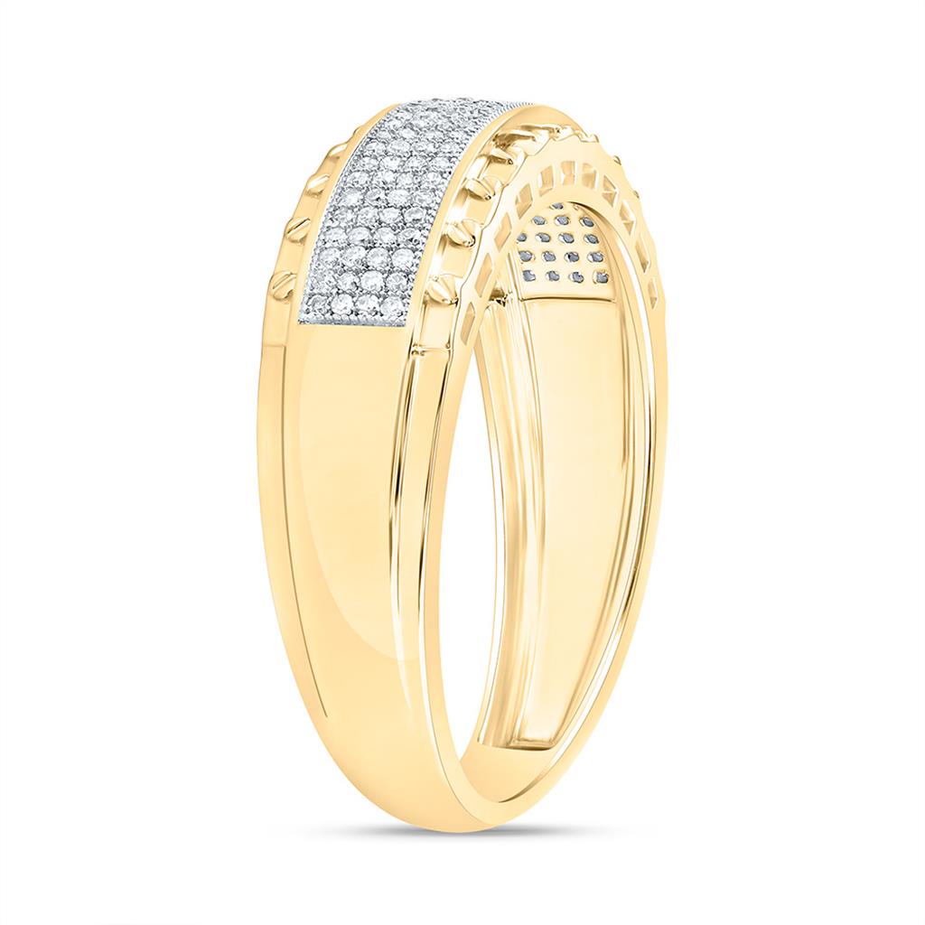10K Yellow Gold 1/4 Cttw Natural Diamond Gift Mens Band