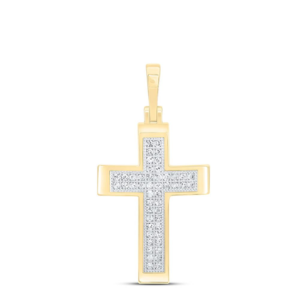 10K Yellow Gold 1/8 Cttw Natural Diamond Gift Cross Pendant