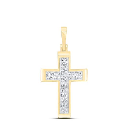 10K Yellow Gold 1/8 Cttw Natural Diamond Gift Cross Pendant
