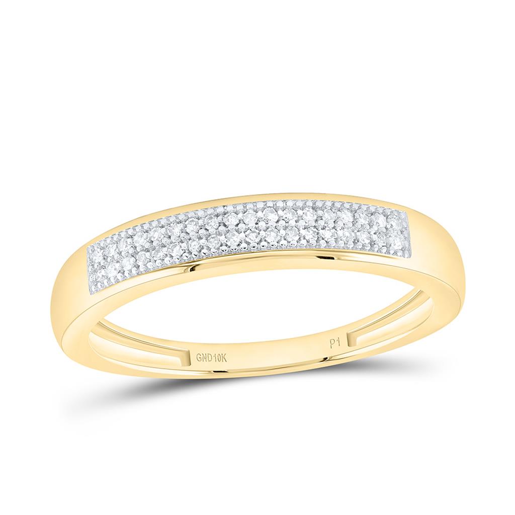 10K Yellow Gold 1/12 Cttw Natural Diamond Gift Micro-Pave Band
