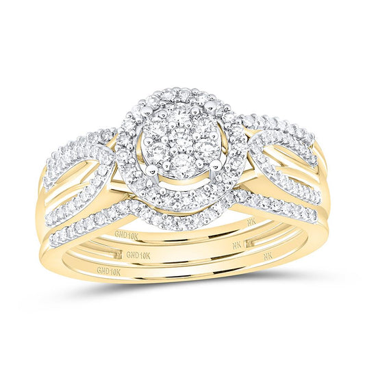 10K Yellow Gold 1/2 Cttw Natural Diamond Fashion Round Bridal Set