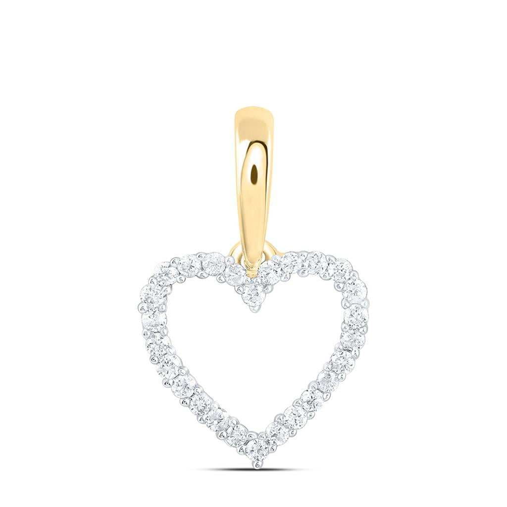 10K Yellow Gold 1/12 Cttw Natural Diamond Cn Fashion Heart Pendant