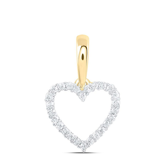 10K Yellow Gold 1/12 Cttw Natural Diamond Cn Fashion Heart Pendant
