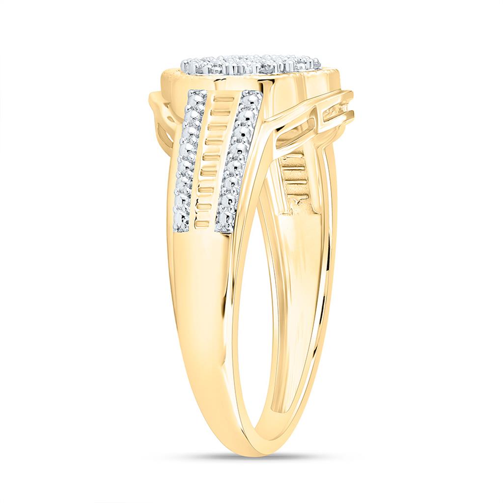 10K Yellow Gold 1/20 Cttw Natural Diamond Gift Flower Ring