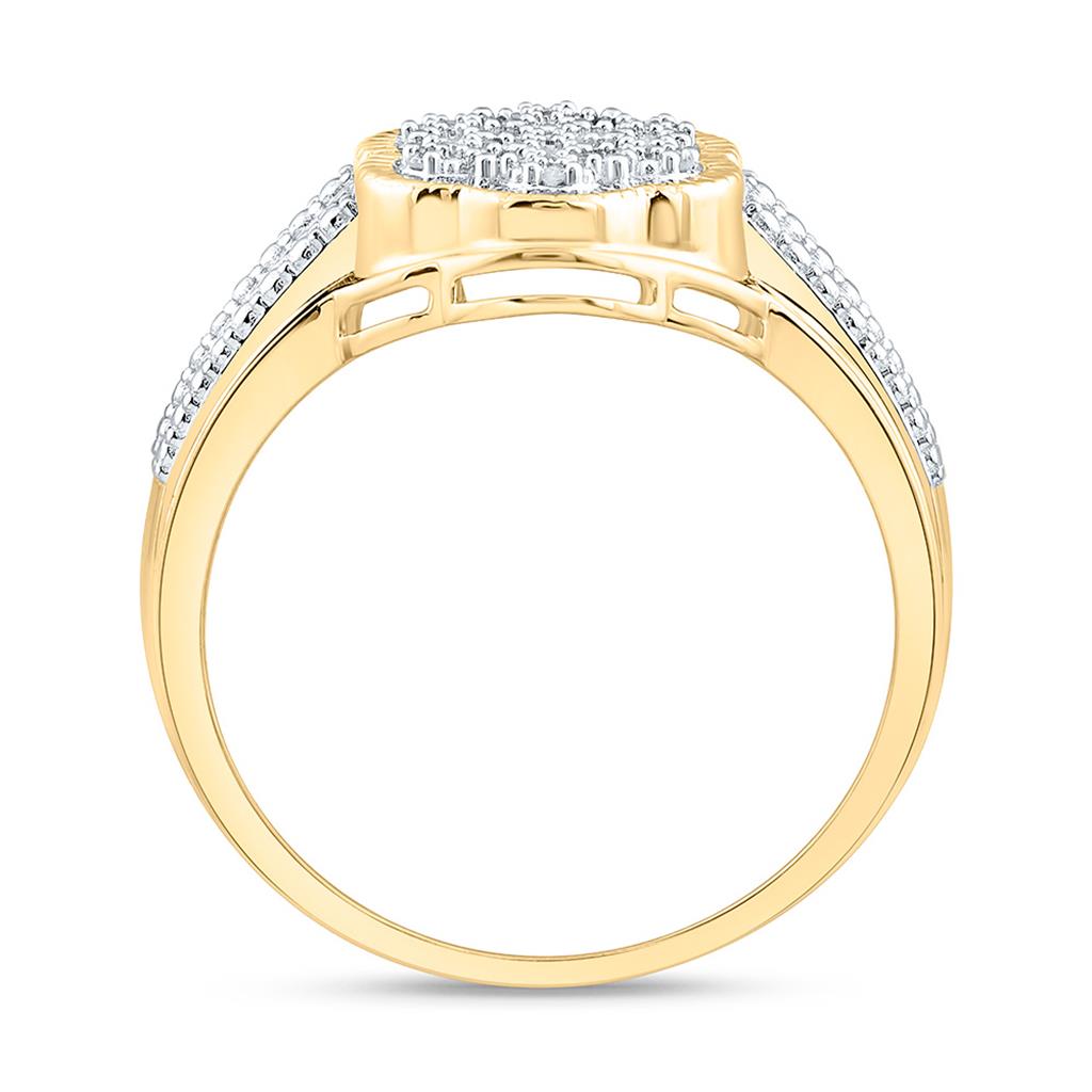 10K Yellow Gold 1/20 Cttw Natural Diamond Gift Flower Ring