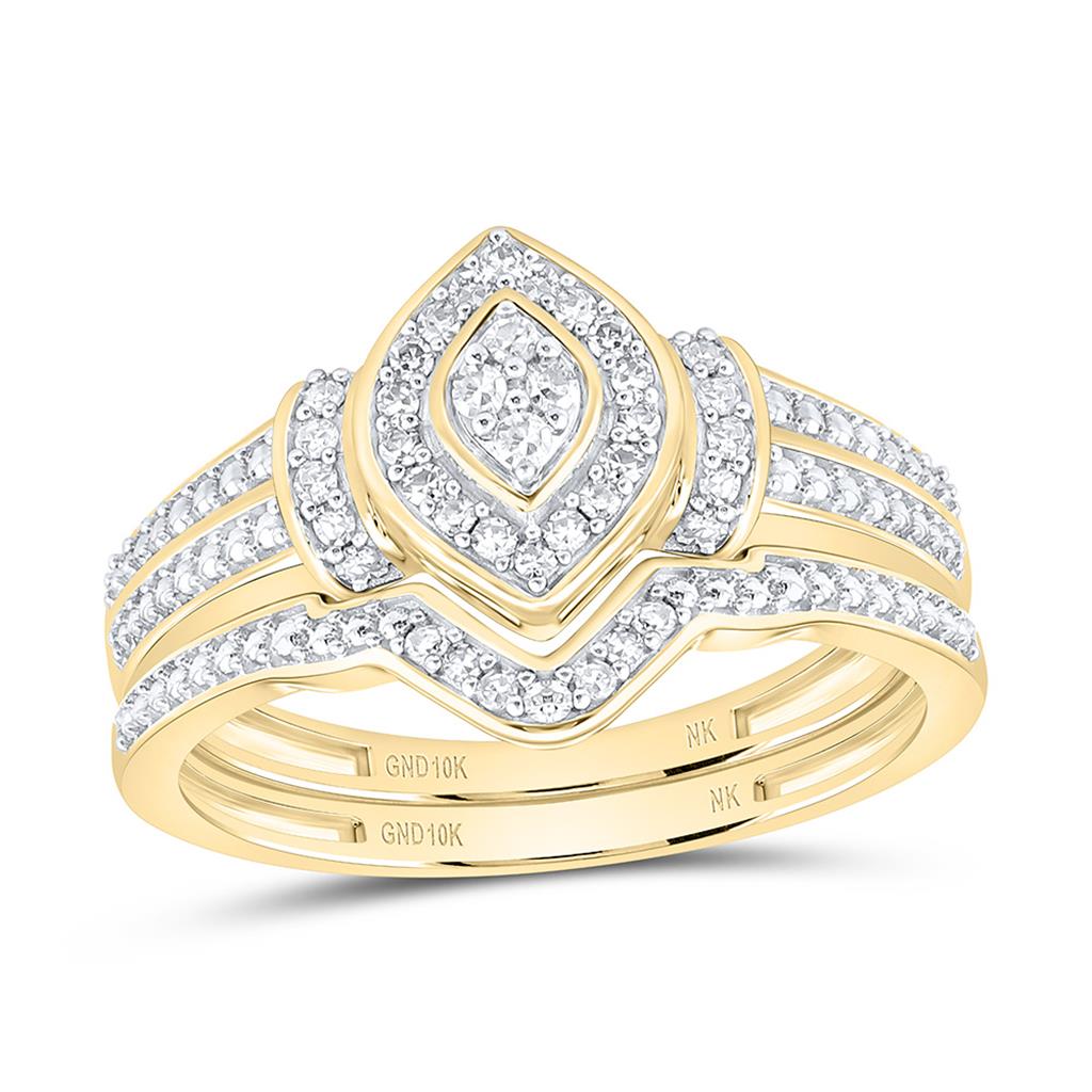 10K Yellow Gold 1/5 Cttw Natural Diamond Nk Fashion Marquise Bridal Set