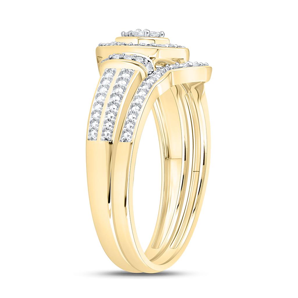 10K Yellow Gold 1/5 Cttw Natural Diamond Nk Fashion Marquise Bridal Set