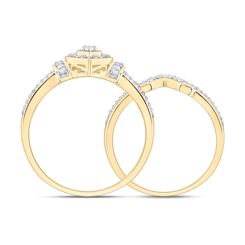 10K Yellow Gold 1/5 Cttw Natural Diamond Nk Fashion Marquise Bridal Set