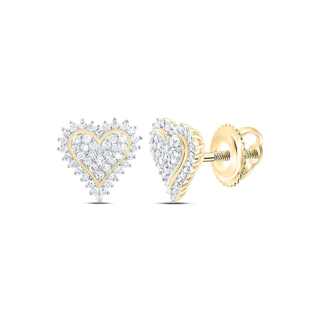 10K Yellow Gold 1/5 Cttw Natural Diamond Fashion Heart Earring