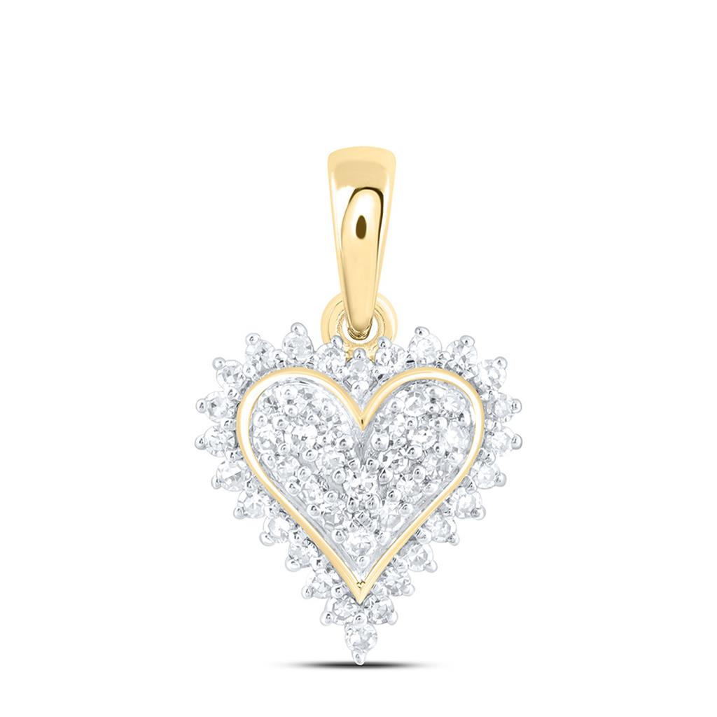 10K Yellow Gold 1/8 Cttw Natural Diamond Nk Fashion Heart Pendant