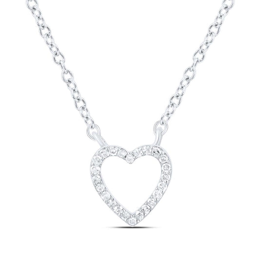 Sterling Silver 1/20 Cttw Natural Diamond Gift Heart Necklace (18 Inch)