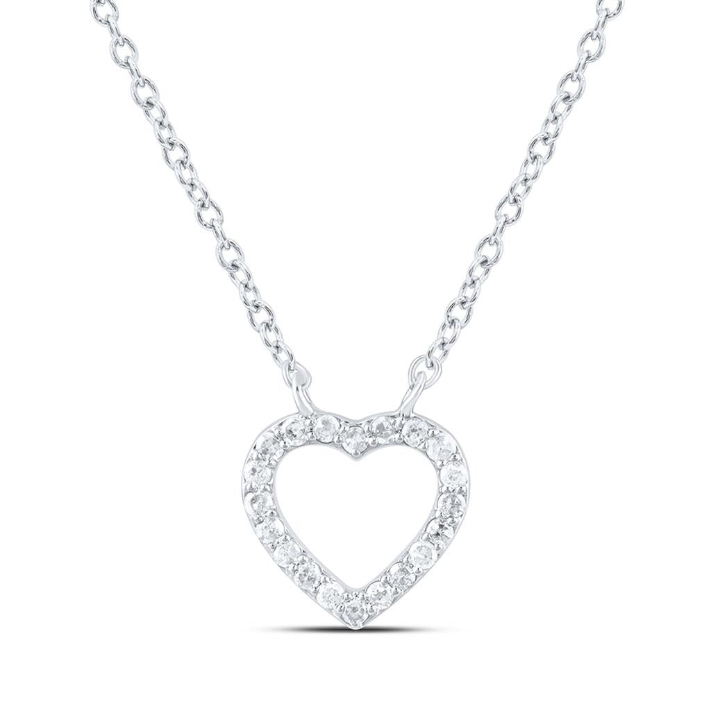 Sterling Silver 1/10 Cttw Natural Diamond Gift Heart Necklace (18 Inch)