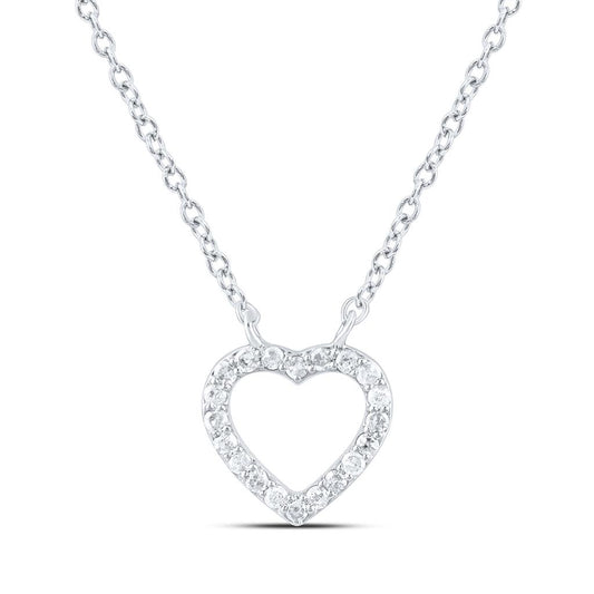 Sterling Silver 1/10 Cttw Natural Diamond Gift Heart Necklace (18 Inch)