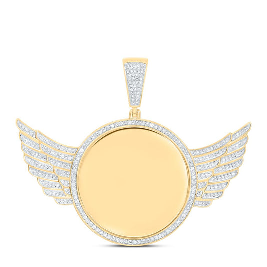 10K Yellow Gold 3/4 Cttw Natural Diamond Gift Wings Round Memory Mens Charm