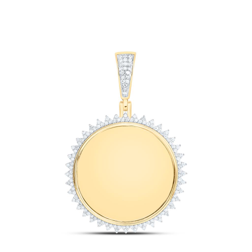 10K Yellow Gold 3/8 Cttw Natural Diamond Gift Round Memory Mens Charm