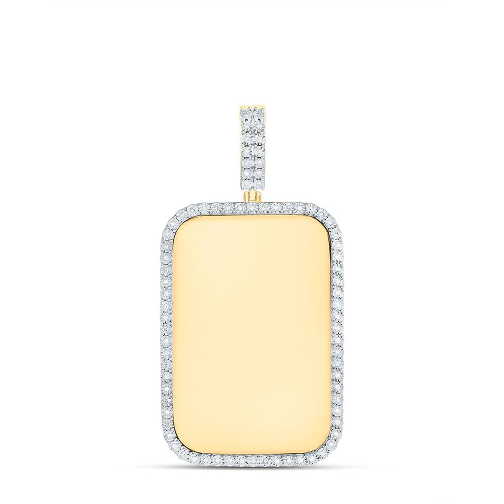 10K Yellow Gold 1/4 Cttw Natural Diamond Gift Emerald Memory Mens Pendant