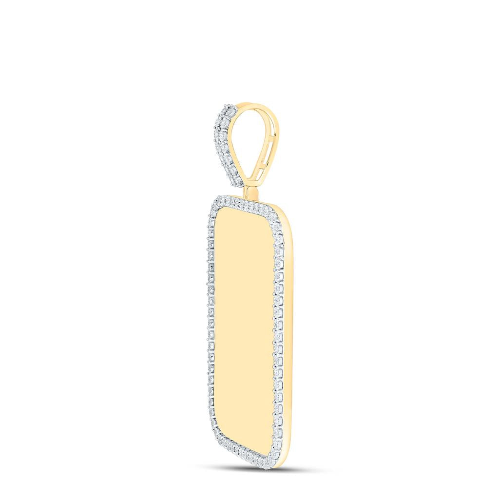 10K Yellow Gold 1/4 Cttw Natural Diamond Gift Emerald Memory Mens Pendant