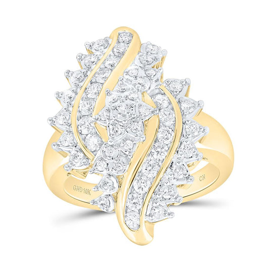 10K Yellow Gold 7/8 Cttw Natural Diamond Cn Fashion Ring
