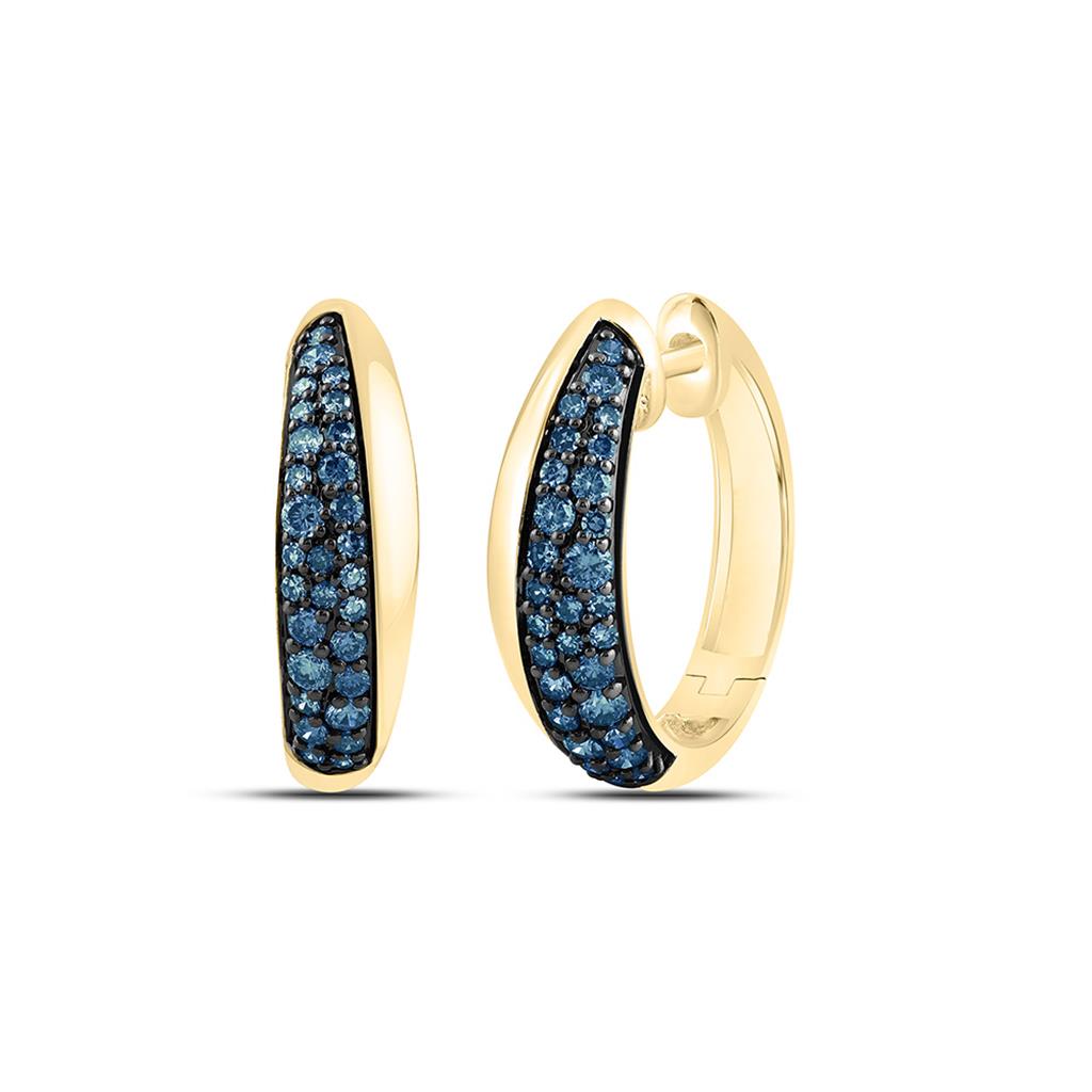 10K Yellow Gold 3/4 Cttw Natural Gem Fashion Hoop Earring