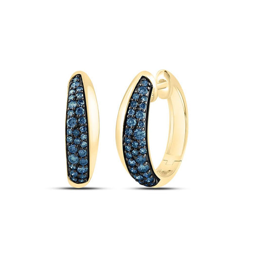 10K Yellow Gold 3/4 Cttw Natural Gem Fashion Hoop Earring