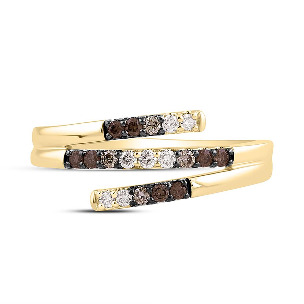 10K Yellow Gold 1/4 Cttw Natural Diamond Fashion Cognac Natural Ring
