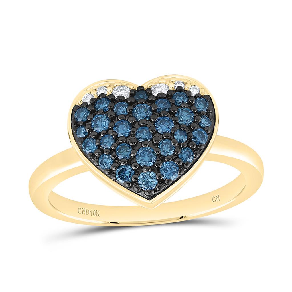 10K Yellow Or Rose Gold 1/2 Cttw Natural Diamond Cn Fashion Heart Ring