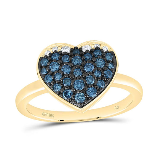 10K Yellow Or Rose Gold 1/2 Cttw Natural Diamond Cn Fashion Heart Ring