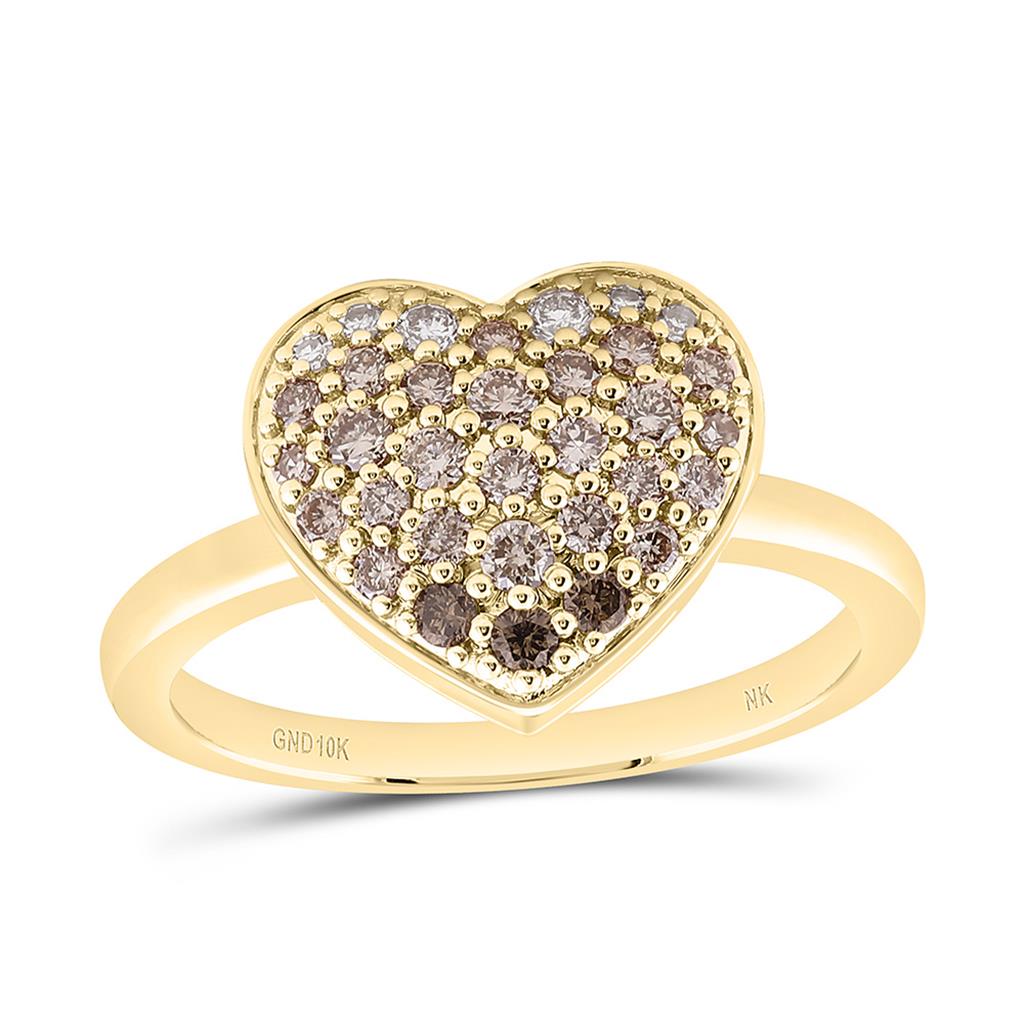 10K Yellow Or Rose Gold 1/2 Cttw Natural Diamond Cn Fashion Heart Ring