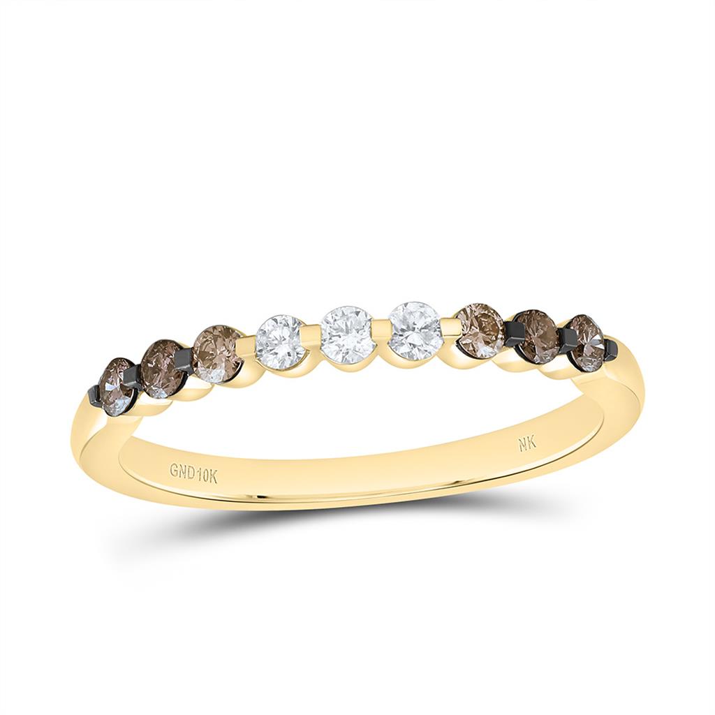 10K Yellow Gold 1/3 Cttw Natural Diamond Fashion Ombre Diamond Band