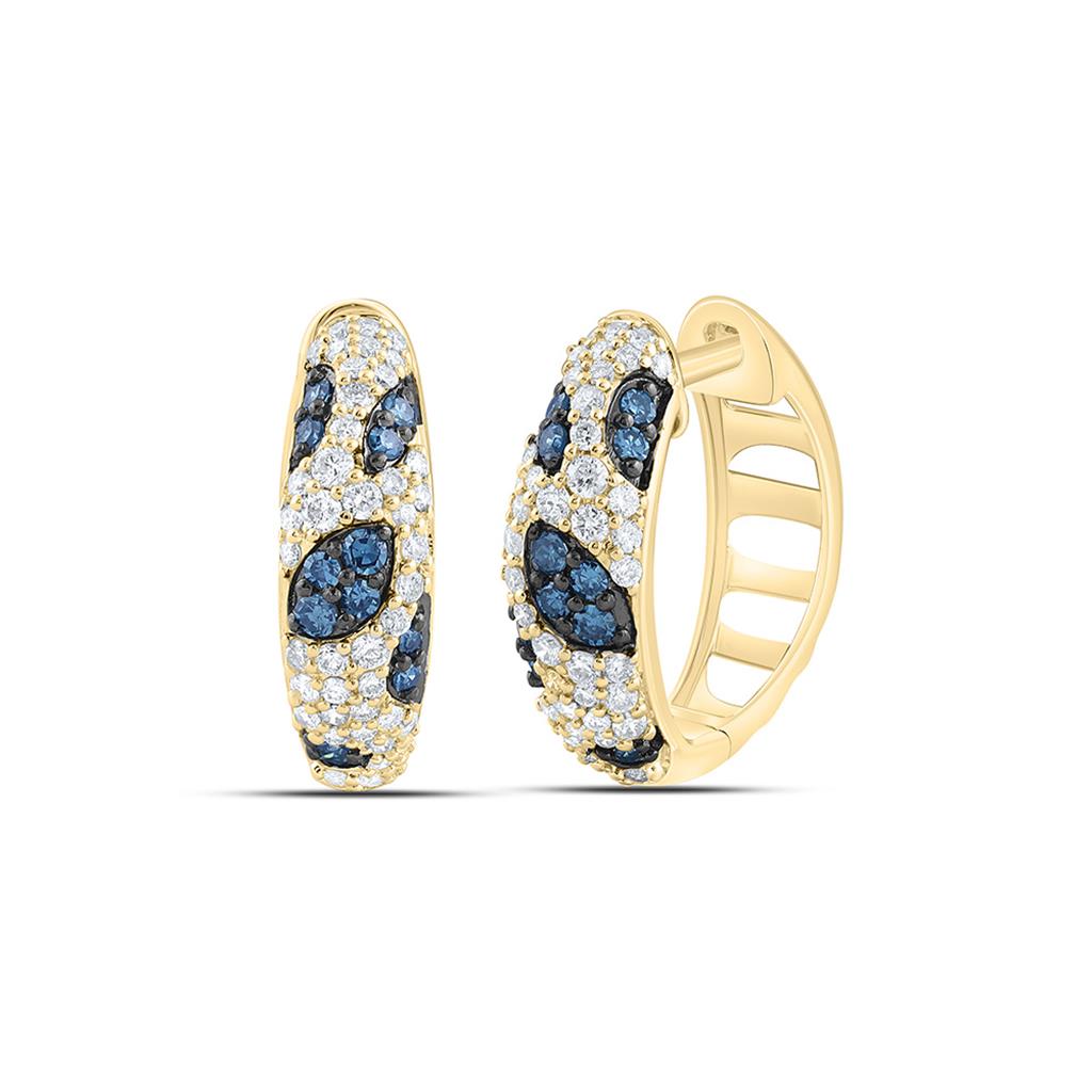 10K Yellow Gold 1/2 Cttw Natural Diamond Fashion Gem Hoop Earring