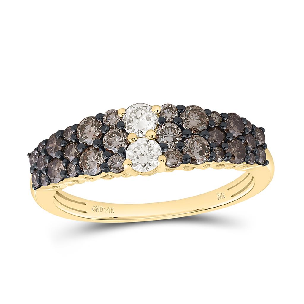 14K Yellow Gold 1 Cttw Natural Diamond Fashion Ombre Diamond Ring