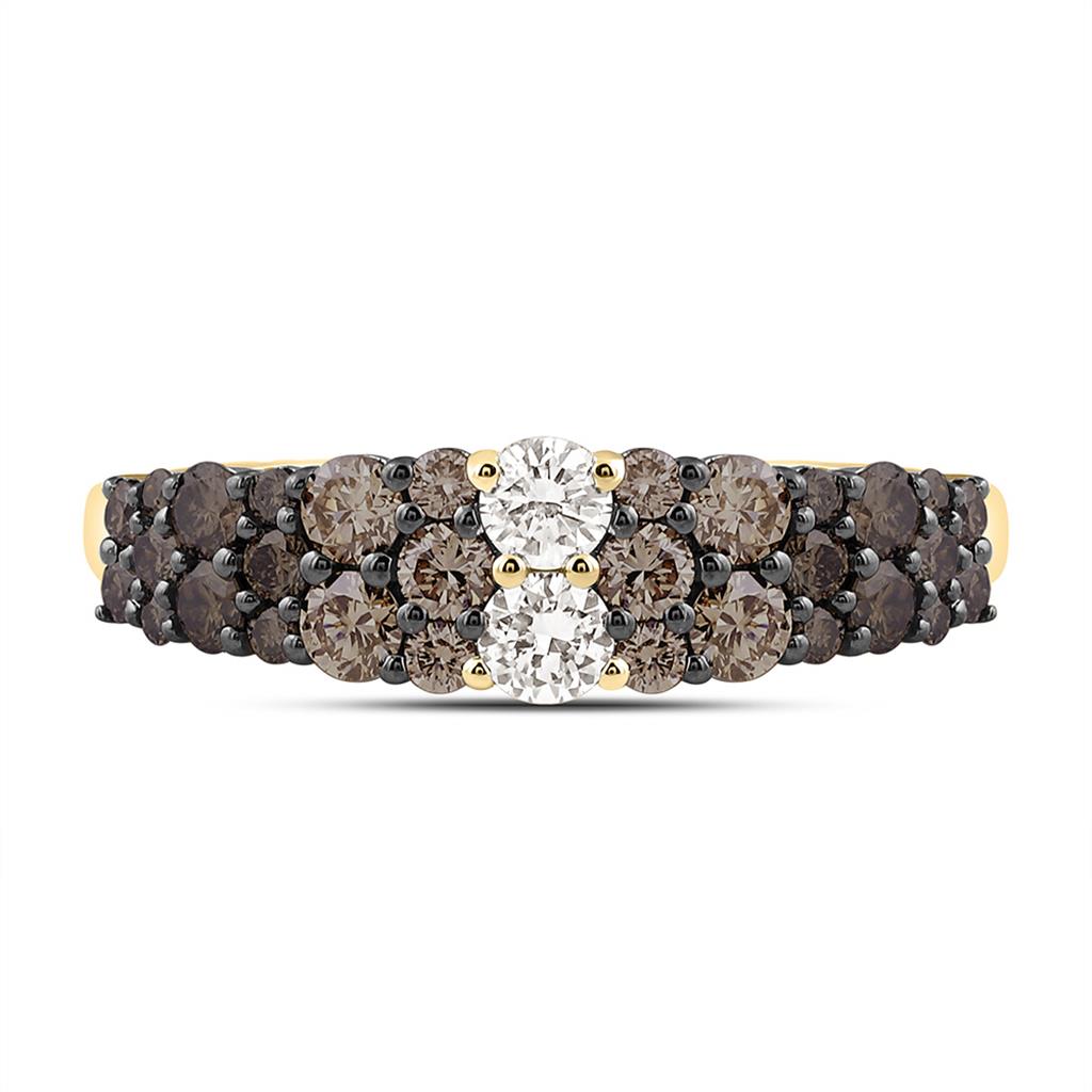 14K Yellow Gold 1 Cttw Natural Diamond Fashion Ombre Diamond Ring
