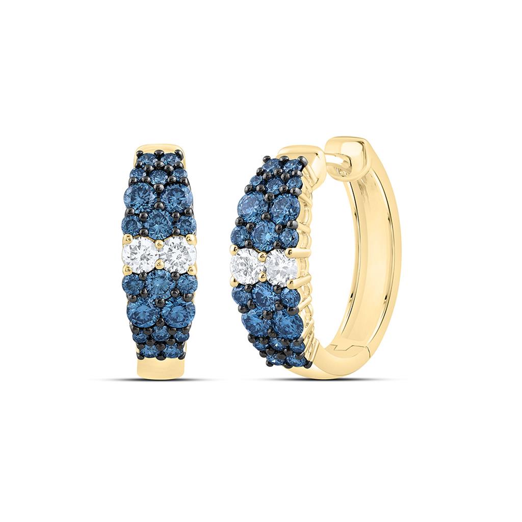 10K Yellow Gold 1 1/4 Cttw Natural Diamond Cn Fashion Gem Hoop Earring