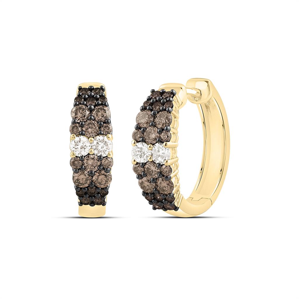 10K Yellow Gold 1 1/4 Cttw Natural Diamond Cn Fashion Gem Hoop Earring