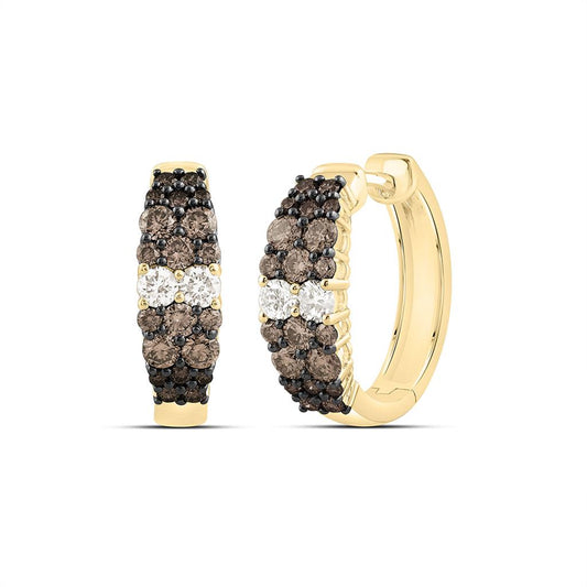14K Yellow Gold 1 1/4 Cttw Natural Diamond Fashion Ombre Diamond Hoop Earring