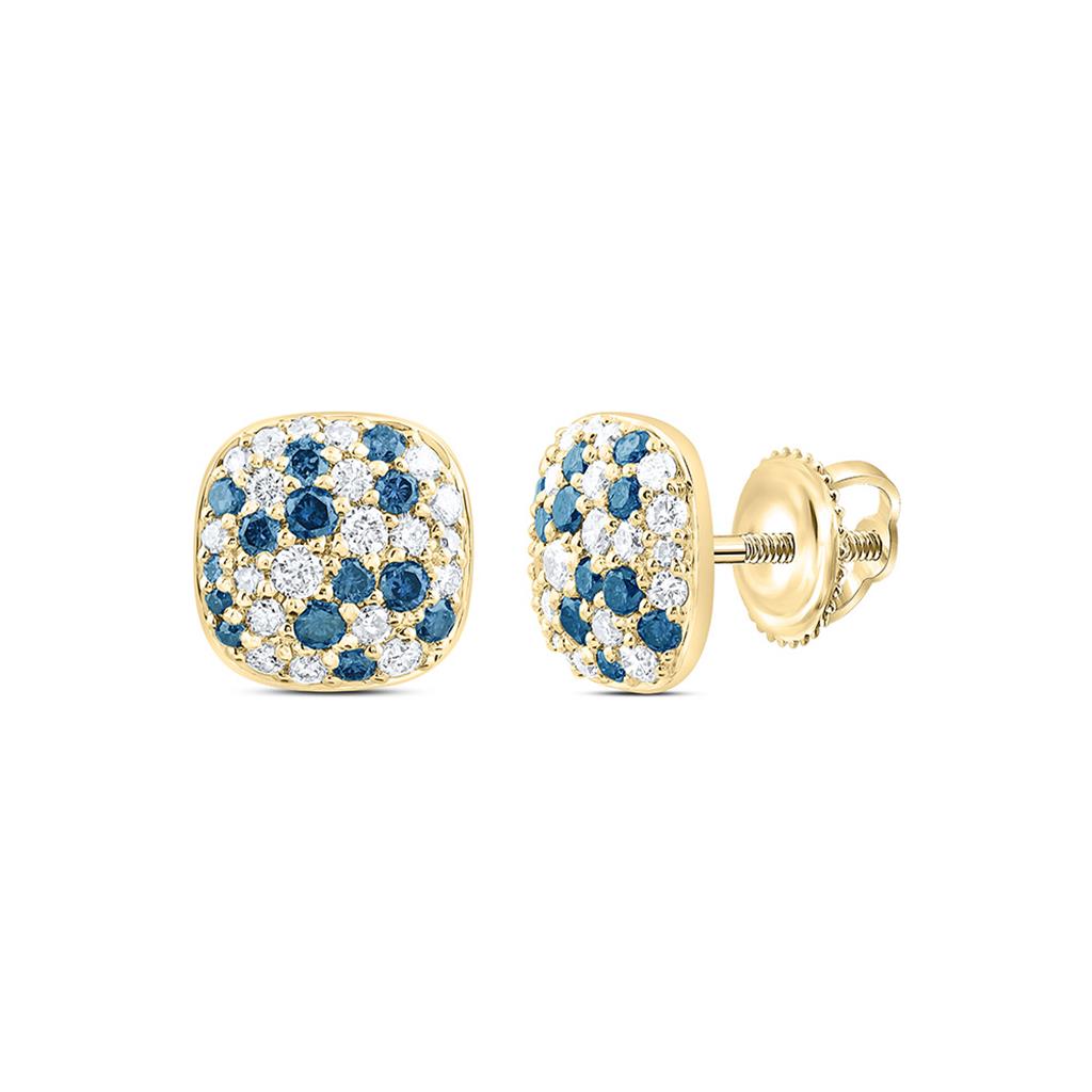10K Yellow Gold 5/8 Cttw Natural Diamond Cn Fashion Cushion Earring