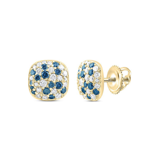 10K Yellow Gold 5/8 Cttw Natural Diamond Cn Fashion Cushion Earring
