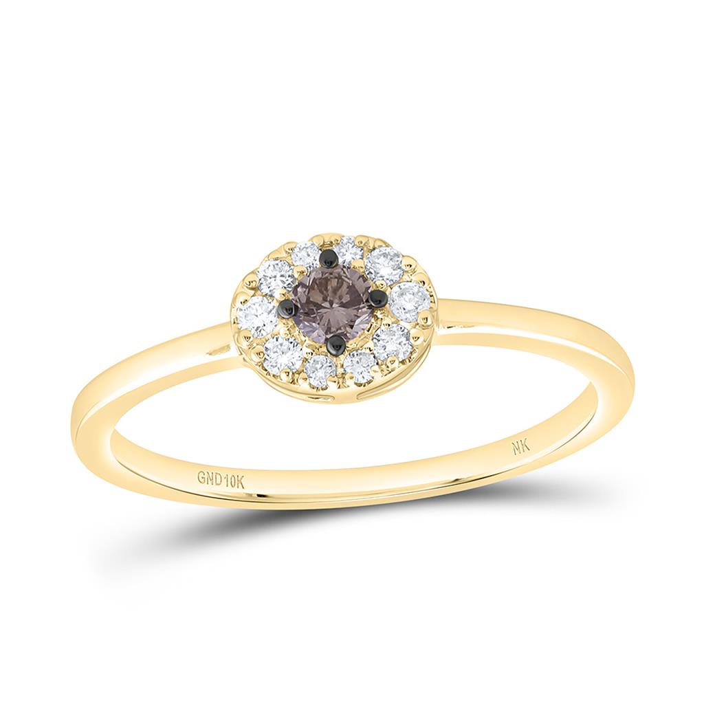 10K Yellow Gold 1/5 Cttw Natural Diamond Fashion Round Ring